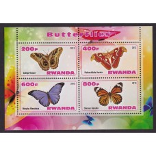 MARIPOSAS RWANDA HOJA BLOQUE ESPECIAL DE ESTAMPILLAS NUEVAS MINT