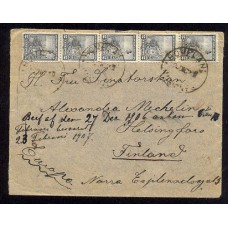 ARGENTINA 1907 LIBERTAD CARTA CIRCULADA A FINLANDIA CON 8 SELLOS DE 2 Cts. MATASELLO BOMPLAND RARO DESTINO