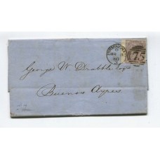 INGLATERRA 1860 PLIEGO COMPLETO CIRCULADO A BUENOS AIRES CON ESTAMPILLA DE VICTORIA Yv. 19 QUE SUELTA YA MARCA 70 EUROS