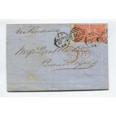 INGLATERRA 1864 SOBRE CIRCULADO A BUENOS AIRES CON ESTAMPILLAS DE VICTORIA Yv. 25 QUE SUELTAS YA MARCAN 180 EUROS