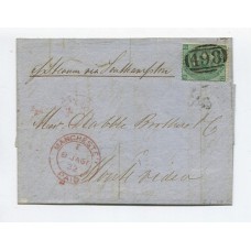 INGLATERRA 1866 SOBRE CIRCULADO A MONTEVIDEO URUGUAY CON ESTAMPILLA DE VICTORIA Yv. 31 QUE SUELTA YA MARCA 175 EUROS