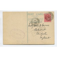 INGLATERRA 1909 TARJETA DE SAN VICENTE CIRCULADA DESDE EL PAQUEBOT "ARAGON" CON ESTAMPILLA INGLESA MATASELLADA EN PERNAMBUCO BRASIL CON 2 MARCAS DEL BUQUE