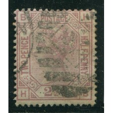 INGLATERRA 1875 Yv. 56 NUMERO DE PLANCHA 7 ESTAMPILLA USADA 45 EUROS