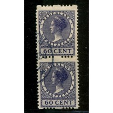 HOLANDA 1924 Yv. 151B PAREJA DE ESTAMPILLAS CON VARIEDAD DENTADO INCOMPLETO USADAS 30 EUROS