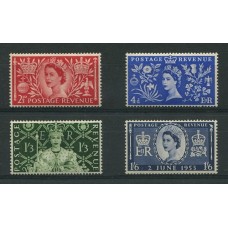 INGLATERRA 1953 Yv. 279/82 SERIE COMPLETA DE ESTAMPILLAS NUEVAS MINT