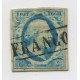 HOLANDA 1852 Yv. 1a ESTAMPILLA USADA AZUL PALIDO 45 EUROS