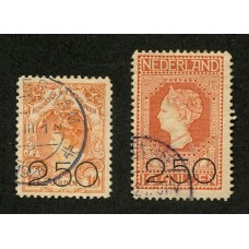 HOLANDA 1920 Yv. 96/7 SERIE COMPLETA DE ESTAMPILLAS USADAS, RARAS Y DE LUJO 300 EUROS