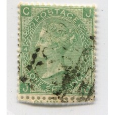 INGLATERRA 1867 Yv. 37 NUMERO DE PLANCHA 4 ESTAMPILLA USADA 50 EUROS