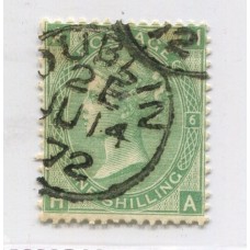 INGLATERRA 1867 Yv. 37 NUMERO DE PLANCHA 6 ESTAMPILLA USADA 30 EUROS