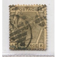 INGLATERRA 1873 Yv. 52 NUMERO DE PLANCHA 13 ESTAMPILLA USADA 60 EUROS