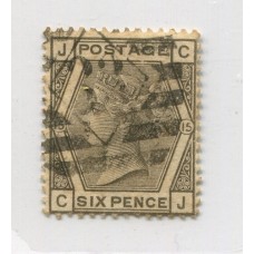 INGLATERRA 1873 Yv. 52 NUMERO DE PLANCHA 15 ESTAMPILLA USADA 60 EUROS