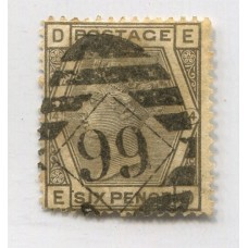 INGLATERRA 1873 Yv. 52 NUMERO DE PLANCHA 14 ESTAMPILLA USADA 60 EUROS