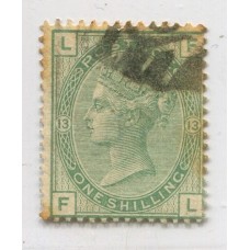 INGLATERRA 1873 Yv. 53 NUMERO DE PLANCHA 13 ESTAMPILLA USADA 90 EUROS