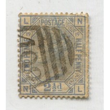 INGLATERRA 1875 Yv. 57 NUMERO DE PLANCHA 19 ESTAMPILLA USADA 40 EUROS