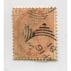 INGLATERRA 1880 Yv. 66 NUMERO DE PLANCHA 13 ESTAMPILLA USADA 130 EUROS