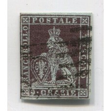 ITALIA ESTADO TOSCANA 1851 Yv. 8 ESTAMPILLA USADA 120 EUROS