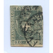 ITALIA ESTADO TOSCANA 1860 Yv. 20a ESTAMPILLA USADA 110 EUROS