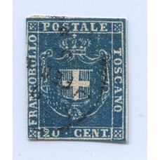 ITALIA ESTADO TOSCANA 1860 Yv. 20 ESTAMPILLA USADA 100 EUROS