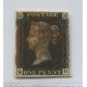 INGLATERRA 1840 Yv. 1 LA PRIMER ESTAMPILLA DEL MUNDO EL EMBLEMATICO PENIQUE NEGRO CON TRES MARGENES MUY AMPLIOS USADA 325 EUROS HERMOSA