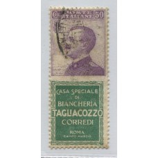 ITALIA Yv. PUBLICITARIA 1924 SASSONE 17 ESTAMPILLA USADA MUY RARA 450 EUROS