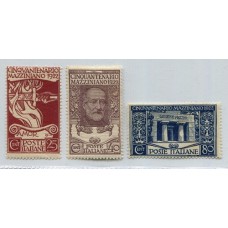 ITALIA Yv. 121/3 SERIE COMPLETA DE ESTAMPILLAS NUEVAS MINT 90 EUROS SASSONE 150 EUROS