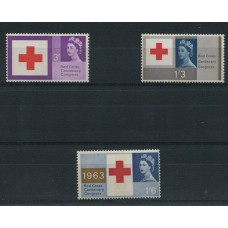 INGLATERRA 1963 Yv. 378A/80A SERIE COMPLETA DE ESTAMPILLAS NUEVAS MINT VARIEDAD CON BANDAS DE FOSFORO CRUZ ROJA