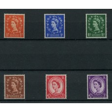 INGLATERRA 1957 Yv. 306/11 SERIE COMPLETA DE ESTAMPILLAS NUEVAS MINT VARIEDAD CON BANDAS AL DORSO