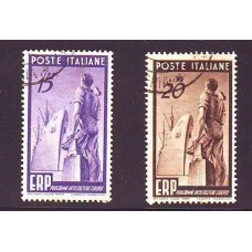 ITALIA Yv. 540 Y 541 1949 EUROPA BARCO LAS DOS ESTAMPILLAS FINALES DE LA SERIE USADAS