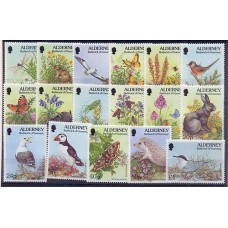 ALDERNEY SERIE COMPLETA MINT AVES CONEJOS FLORES MARIPOSAS