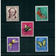 SUIZA 1954 MARIPOSAS SERIE COMPLETA NUEVA MINT 