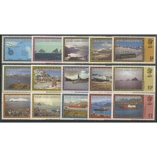 MALVINAS 1980 DEPENDENCIAS SERIE MINT PINGUINOS BARCOS GLACIARES Yv. 77/91