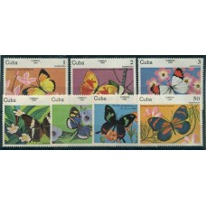 CUBA 1984 Yv. 2515/21 MARIPOSAS Y FLORA SERIE COMPLETA NUEVA MINT FLORES