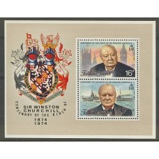 MALVINAS 1977 BLOCK MINT CENTENARIO NACIMIENTO CHURCHILL