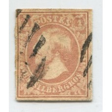 LUXEMBURGO 1852 Yv. 2 ESTAMPILLA USADA 100 EUROS