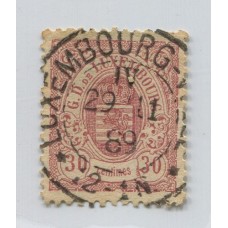 LUXEMBURGO 1880 Yv. 46 ESTAMPILLA USADA 22 EUROS