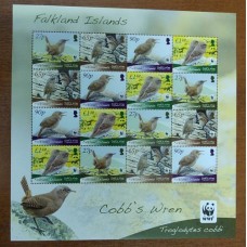 MALVINAS 2009 MINI HOJA COMPLETA TIPO BLOQUE DE ESTAMPILLAS MINT PAJAROS AVES FAUNA WWF