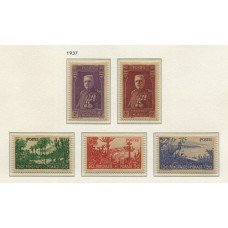 MONACO 1937 Yv. 135/9 SERIE COMPLETA DE ESTAMPILLAS NUEVAS CON GOMA 150 Euros