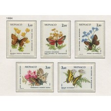 MONACO 1984 Yv. 1420/4 SERIE COMPLETA DE ESTAMPILLAS MINT 15,5 Euros MARIPOSAS