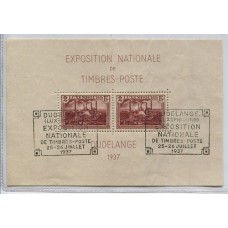 LUXEMBURGO 1937 Yv. Bloque 2 HOJITA DE ESTAMPILLAS USADAS 15 EUROS