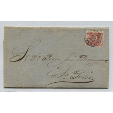 ARGENTINA 1862 GJ 19 PE 15 ESTAMPILLA DE IMPRESIÓN NITIDA EN CARTA PLIEGO COMPLETO 20/2/1863 MUY RARA y DE HERMOSA CALIDAD U$ 1.650