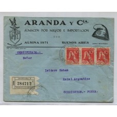 ARGENTINA 1932 SOBRE CERTIFICADO CIRCULADO FRANQUEO DE $ 0,30