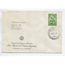 ARGENTINA 1975 SOBRE CON MATASELLO ESTAFETA FLUVIAL N° 4 CIRCULADO A URUGUAY