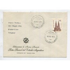 ARGENTINA 1975 SOBRE CON MATASELLO ESTAFETA FLUVIAL N° 7 CIRCULADO A URUGUAY