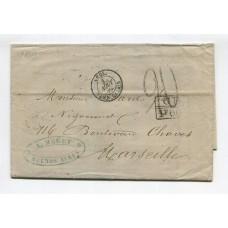 ARGENTINA 1869 OFICINA POSTAL INGLESA PLIEGO COMPLETO CIRCULADO A FRANCIA CON TODAS LAS MARCAS DE SALIDA, TRANSITOS, INTERCAMBIO Y RECEPCION