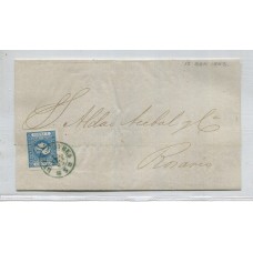 ARGENTINA 1862 GJ 22 CABECITA PLIEGO CON ESTAMPILLA MATASELLADA EL 13/9/1863 MUY LINDA PIEZA U$ 770