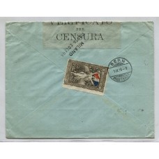 ARGENTINA 1916 SOBRE PUBLICITARIO CON FRANQUEO SAN MARTIN DEL ´16 CIRCULADO A SUIZA CON CENSURA Y VIÑETA PRO FRANCIA