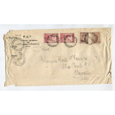 ARGENTINA SERVICIO OFICIAL SOBRE 1940 CIRCULADO CON FRANQUEO COMBINADO SERVICIO + MINISTERIALES M.O.P. Y ETIQUETA DE "RECIBIDO EN MAL ESTADO"