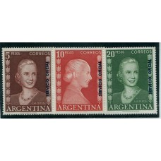 ARGENTINA SERVICIO OFICIAL GJ 700/2 EVITA LOS 3 VALORES FINALES DE LAS ESTAMPILLAS EVA PERON MINT U$ 89 + 50 %