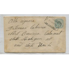 ARGENTINA 1890 SOBRE ENTERO POSTAL CIRCULADO A EE.UU DONDE QUEDO EN "CORRESPONDENCIA MUERTA" CON MAATSELLO DE SALIDA ESTACION RECREO CATAMARCA, MUY RARA PIEZA