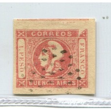 ARGENTINA 1862 GJ 21g CABECITA VARIEDAD ANGULO SUPERIOR DERECHO DEFECTUOSO, EJEMPLAR DE LUJO